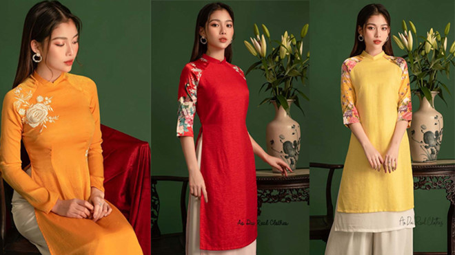 Khi mặc áo dài, bạn cũng cần chú ý tới cả nội y. Nên chọn nội y gam màu nude hoặc cùng màu với áo dài là kín đáo nhất. Với đặc trưng bó sát và ôm trọn đường cong cơ thể, áo dài nên được kết hợp với áo ngực kiểu dáng trơn, nếu có ren hay hoa văn thì nên được may chìm hoặc tối giản. Ảnh: Real Clothes.