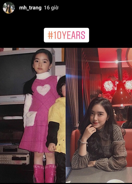 Người yêu tin đồn của cầu thủ Hà Đức Chinh - Mai Hà Trang - được dân mạng nhận xét xinh đẹp, đáng yêu từ nhỏ khi đăng ảnh quá khứ - hiện tại cùng hashtag #10yearschallenge. Ảnh: @mh_trang.