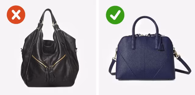 Túi xách: Một chiếc túi nhăn nhúm với nhiều hoạ tiết hay các móc khoá rườm rà sẽ khiến bạn trông luộm thuộm, kém sang. Thế nhưng, những chiếc túi đơn giản với các đường nét rõ ràng sẽ làm bạn trở nên tinh tế hơn và mang vóc dáng của sự giàu sang.