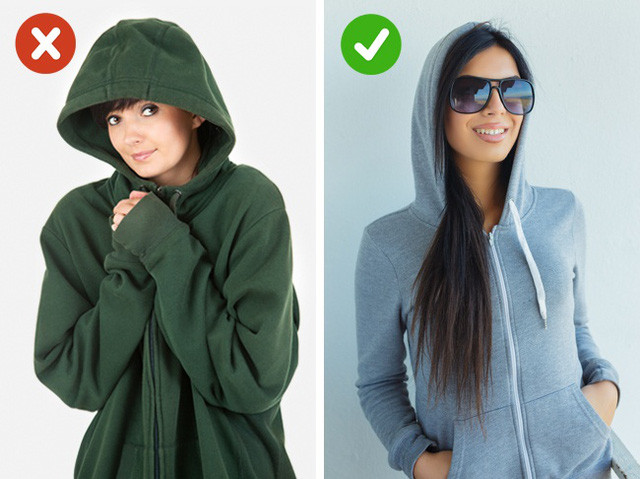 Kích thước quần áo: Quần áo không vừa, quá chật, quá rộng, quá dài hay quá ngắn đều làm cho bạn có một thân hình không cân đối. Sự cân đối sẽ tới từ những trang phục vừa vặn hoặc không quá rộng so với cơ thể.