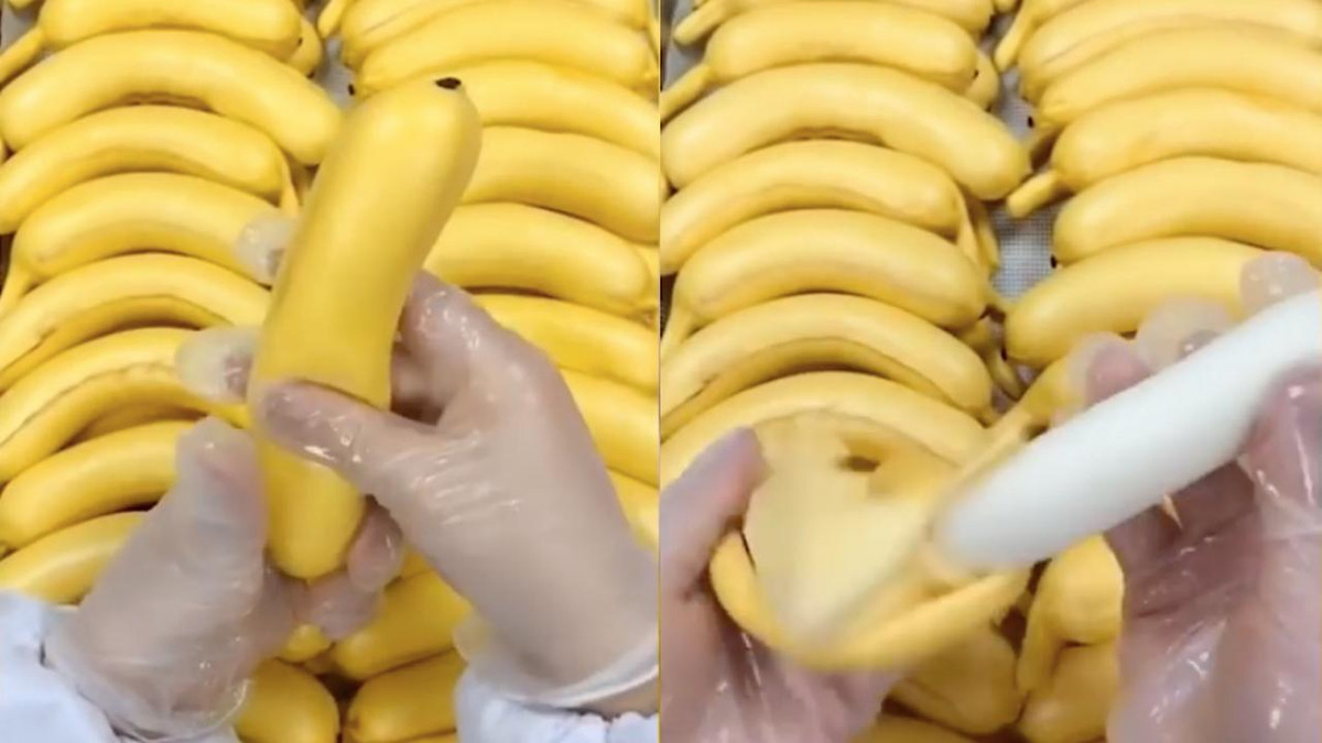 Một bà mẹ ở Trung Quốc đã làm ra những chiếc bánh chuối giống y như thật này. Ảnh: Internet.