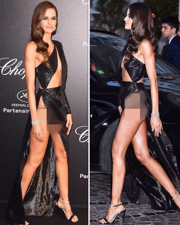 Người mẫu Izabel Goulart diện bộ đầm đen xẻ cao, cut-out táo bạo trong một sự kiện thuộc khuôn khổ LHP Cannes 2019.