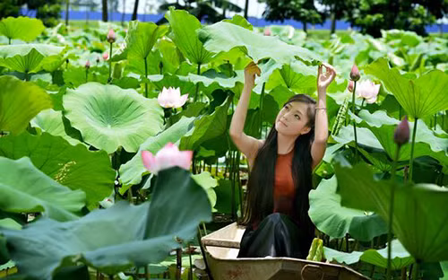 Với chiếc yếm bên đầm sen, những thiếu nữ gợi nhớ về một thuở xưa, đầy trầm mặc và yên ả. Yếm là lựa chọn rất tuyệt vời khi bạn muốn lột tả được sự nữ tính và nét quyến rũ của cơ thể khi khoe vai trần nuột nà và những đường cong tự nhiên.