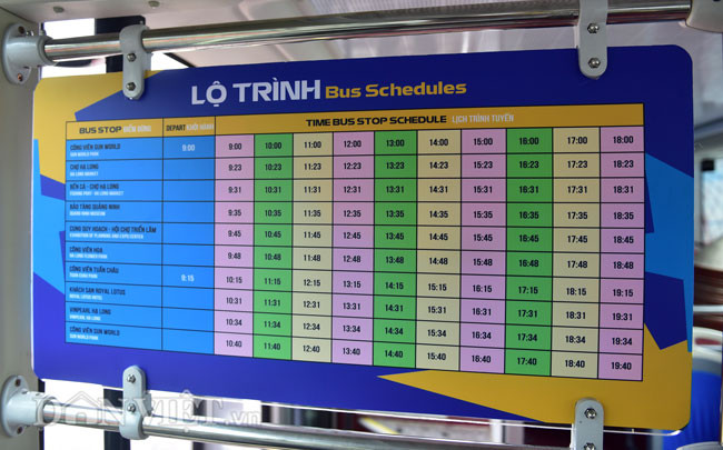 Lộ trình tuyến Hạ Long City Tour có tất cả 9 điểm dừng với điểm đầu tuyến là Công Viên Sun World và đi qua các điểm: Chợ Hạ Long, Bến cá, Bảo tàng – Thư viện Quảng Ninh, Cung quy hoạch – Hội chợ triển lãm của tỉnh, Công viên hoa Hạ Long, Công viên giải trí Tuần Châu, Khách sạn Royal Lotus và dừng chân tại khu nghỉ dưỡng Vinpearl Hạ Long.