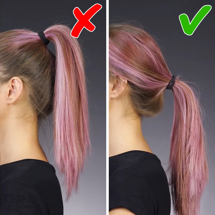 Thay đổi kiểu tóc đuôi ngựa: Nếu bạn thường xuyên để tóc theo kiểu đuôi ngựa, thì bạn nên thay đổi vị trí của nó.Thực tế là khi bạn buộc tóc đuôi ngựa chặt, tóc sẽ bị rụng nhiều hơn. Do vậy, bạn nên thay đổi vị trí buộc tóc.