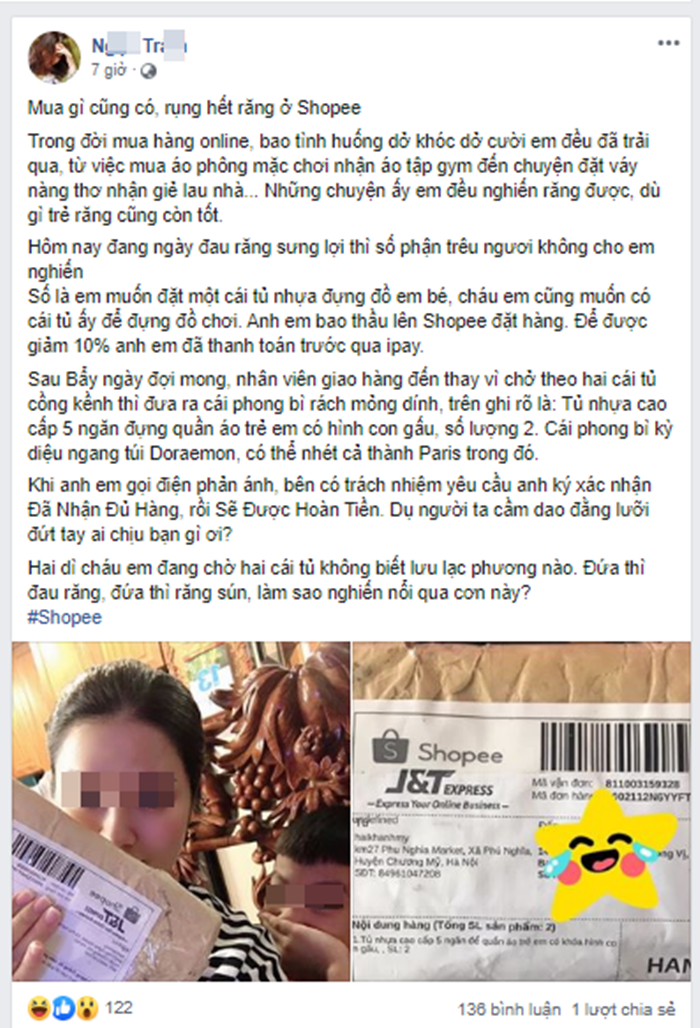 Mua tu nhua ca trieu dong tren Shopee, khach hang “dung hinh” khi nhan ve... phong bi rach