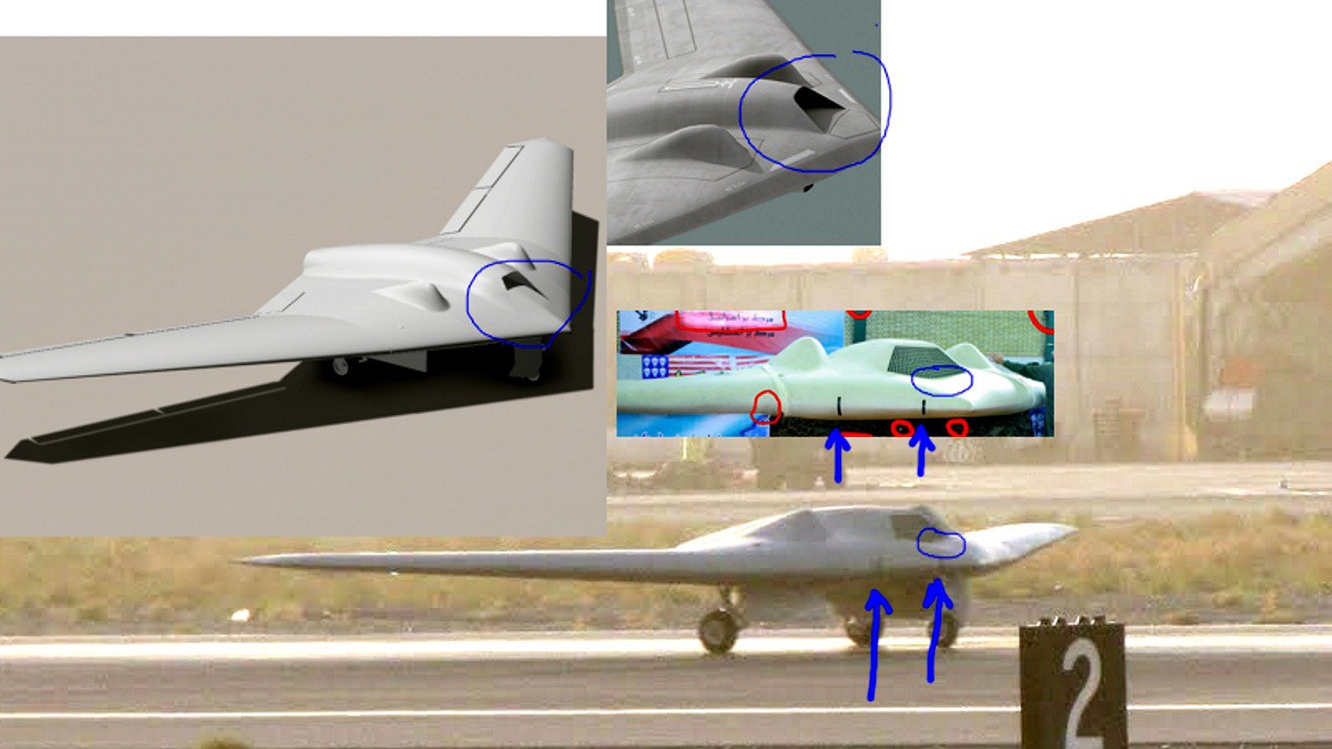 Chiếc máy bay không người lái được chụp vào ban ngày khi bay ở độ cao 6.000 mét, ban đầu nó bị nhầm là một phi cơ không rõ thiết kế, nhưng rõ ràng đây là chiếc trinh sát RQ-180 mà Northrop Grumman đã phát triển trong khuôn khổ dự án JUCAS.
