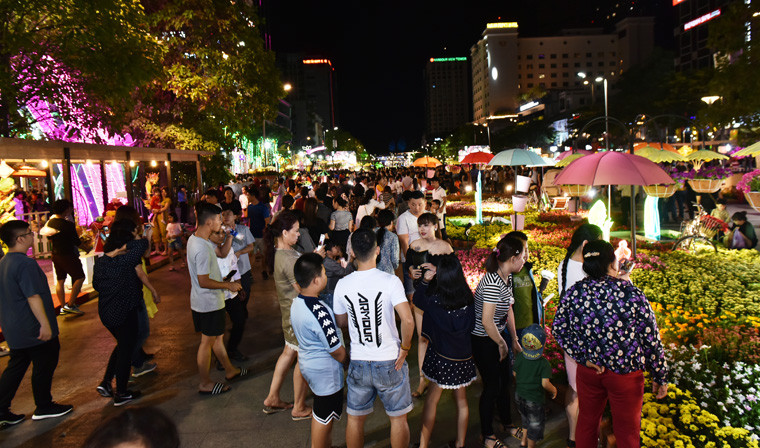 Đường hoa Nguyễn Huệ Tết Kỷ Hợi sẽ phục vụ du khách từ 28 Tết đến hết ngày mùng 4 Tết.