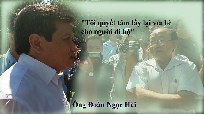 Ông Đoàn Ngọc Hải nói trong buổi dẹp vỉa hè ngày 27/2/2017. (ảnh Tiền Phong)