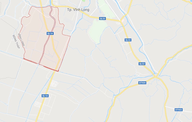 Xã Tân Hạnh (khoanh đỏ), nơi chủ doanh nghiệp hoang báo bị mất trộm tiền tỷ. Ảnh: Google Map.
