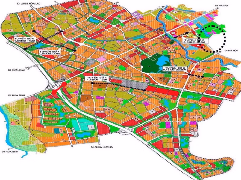  3. Tuyến đường giao thông đấu nối hạ tầng các khu đô thị, dân cư quận Hà Đông Một trong những tuyến đường đắt nhất hành tinh tiếp theo là Dự án xây dựng các tuyến đường giao thông đấu nối hạ tầng các khu đô thị, dân cư quận Hà Đông sẽ được liên danh Công ty CP đầu tư Văn Phú Invest và Công ty CP đầu tư Hải Phát thực hiện. Ảnh hồ sơ chỉ giới đường đỏ: hadong.hanoi.gov.vn.