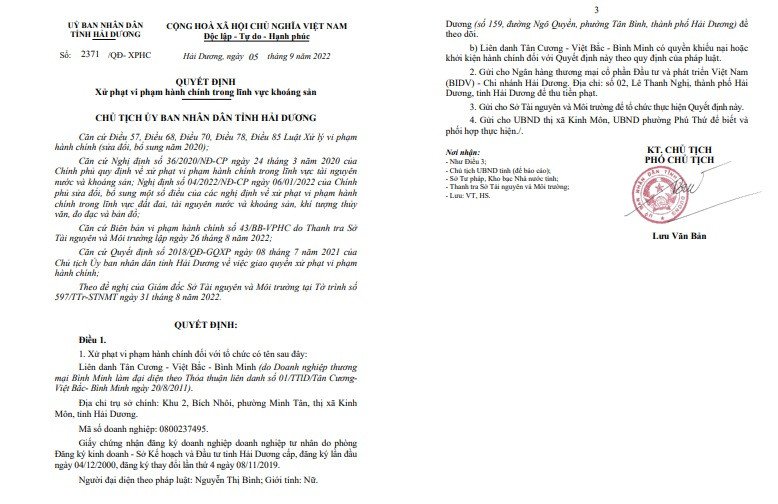 Hai Duong: Lien danh Tan Cuong - Viet Bac - Binh Minh bi phat 120 trieu