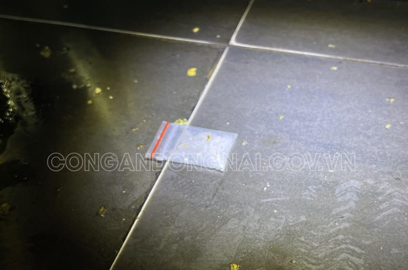 Một số gói ma túy được người có mặt ở quán bar ném xuống sàn nhà.