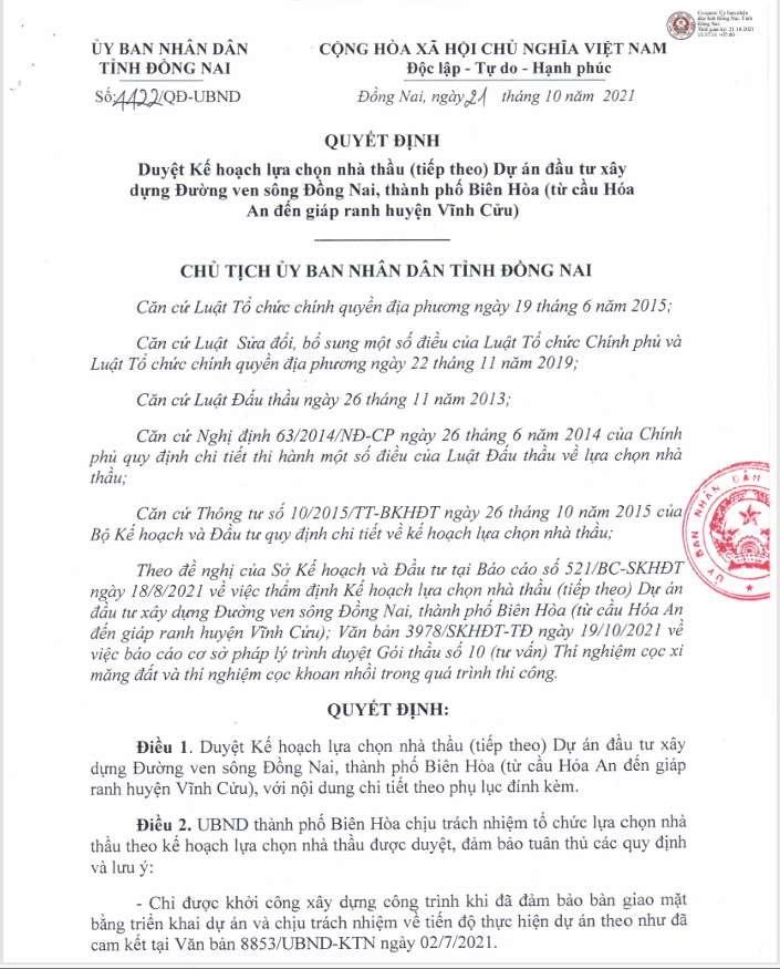 Ai dang thuc hien du an duong ven song Dong Nai?