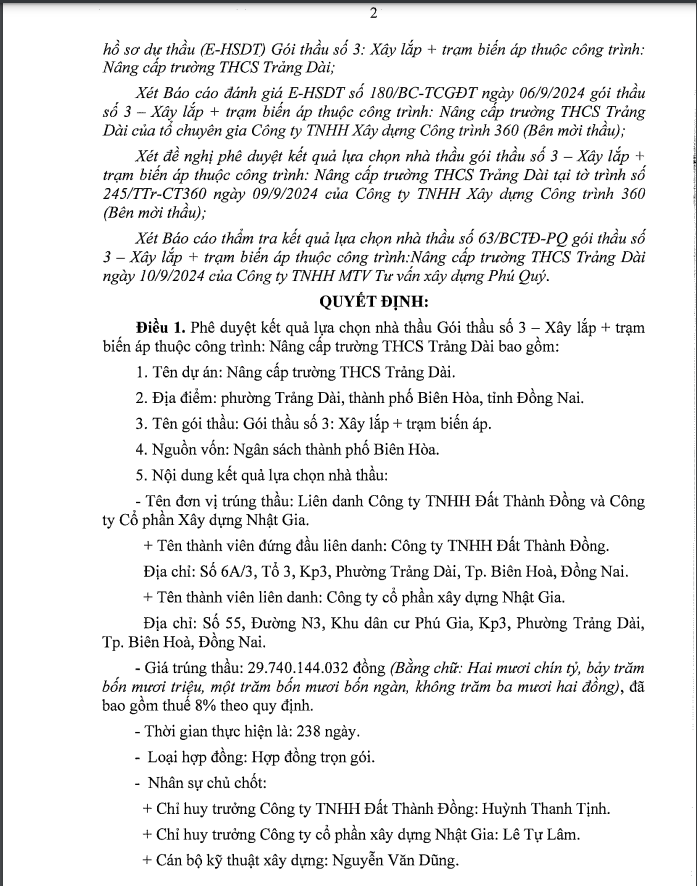 Đồng Nai: Năng lực nhà thầu thực hiện nâng cấp Trường Trảng Dài gần 30 tỷ - Hình 2 Dong Nai: Nang luc nha thau thuc hien nang cap Truong Trang Dai gan 30 ty-Hinh-2
