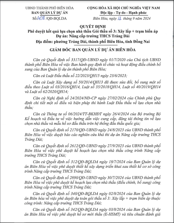 Đồng Nai: Năng lực nhà thầu thực hiện nâng cấp Trường Trảng Dài gần 30 tỷ Dong Nai: Nang luc nha thau thuc hien nang cap Truong Trang Dai gan 30 ty