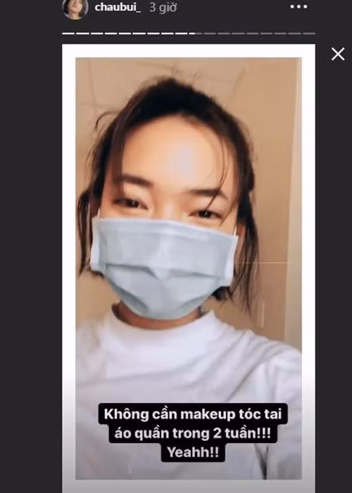 Châu Bùi khoe gương mặt mộc trong thời gian cách ly.