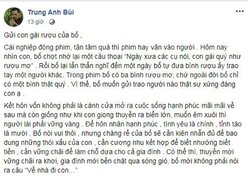 NS Trung Anh viet tam thu cho con gai, he lo tieu chuan ken re