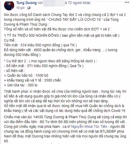 Tung Duong keu goi quyen gop hon 1 ty chong dich Covid-19-Hinh-2