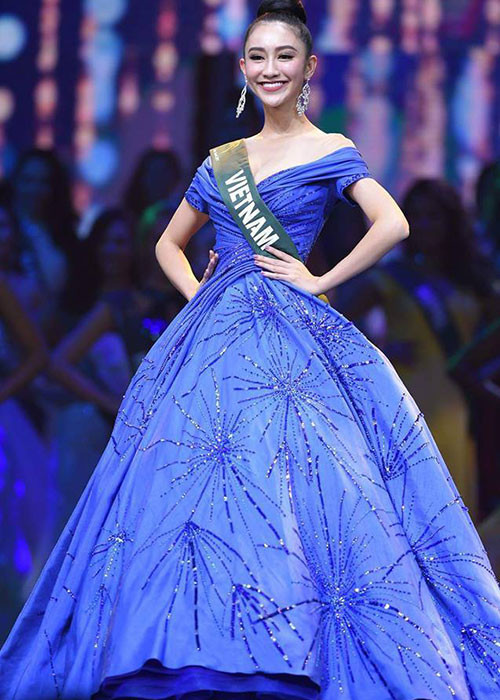 Á hậu Hà Thu dừng chân ở top 16 cuộc thi Hoa hậu Trái đất.