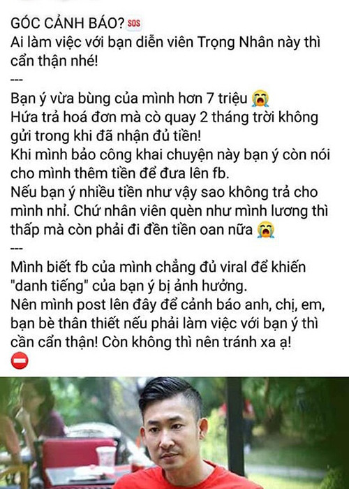 Trong Nhan “Hoa hong tren nguc trai” phan phao khi bi to quyt tien
