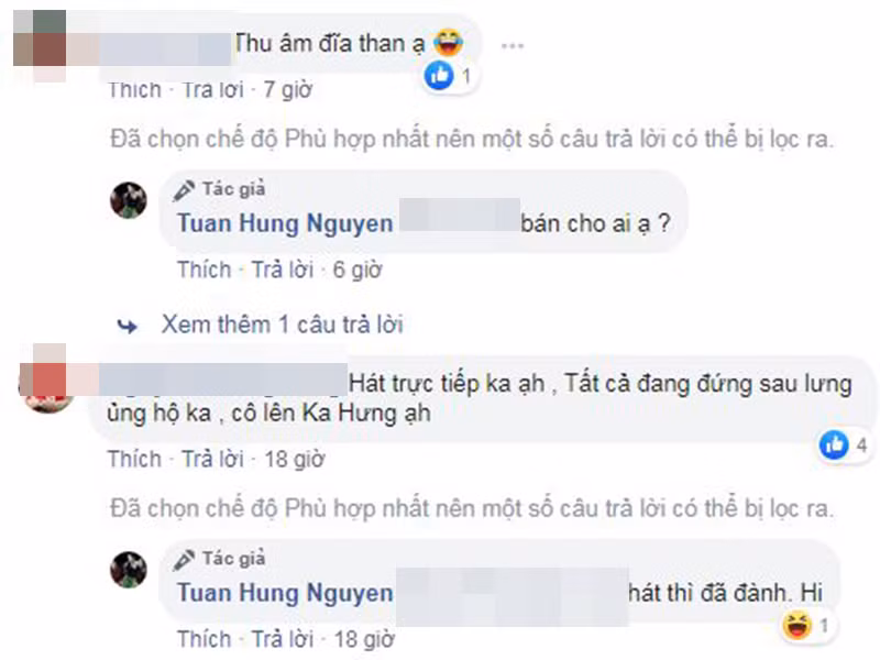 Ở phần bình luận, fan gợi ý Tuấn Hưng nên bán hàng online, trở thành Vlog, thu âm đĩa than... Trước đó, nam ca sĩ cùng ban nhạc Màu nước đã nảy ra ý định hát online và có thu phí.