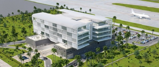 Toà nhà điều hành sân bay. Trong giai đoạn 1, sân bay có công suất phục vụ 25 triệu hành khách và 1,2 triệu tấn hàng hoá mỗi năm. Ảnh: ACV. 