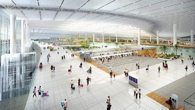 Phối cảnh sảnh chính nhà ga hành khách sân bay Long Thành. Ảnh: Báo Đầu tư.