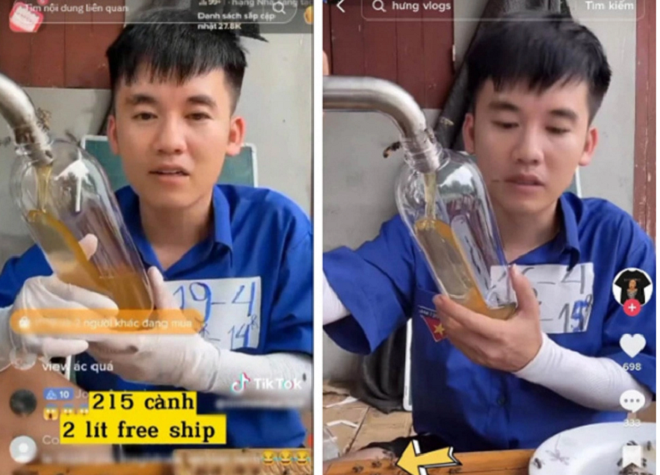 Hung Vlog ban mat ong hon 100.000 dong/lit, QLTT Bac Giang noi gi?