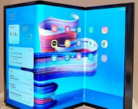 Một video của Samsung Display tiết lộ màn hình dọc có thể kéo dài từ 5,1 inch lên 6,7 inch và màn hình ngang từ 8,1 inch lên 12,4 inch, đều đạt độ phân giải FHD+. (Ảnh: GizNext)