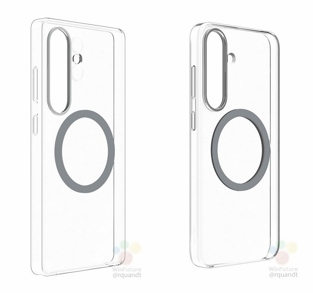 Các hình ảnh kết xuất cho thấy dòng Galaxy S25 sẽ sử dụng ốp lưng có vòng nam châm hỗ trợ sạc không dây Qi2, tương tự công nghệ MagSafe của Apple. (Ảnh: Người đưa tin)