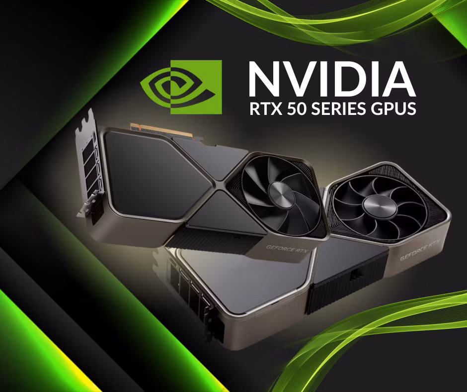 Dòng RTX 50-series cũng có phiên bản laptop, trang bị VRAM từ 8GB đến 24GB, ra mắt vào tháng 3/2025. (Ảnh: Overclockers UK)