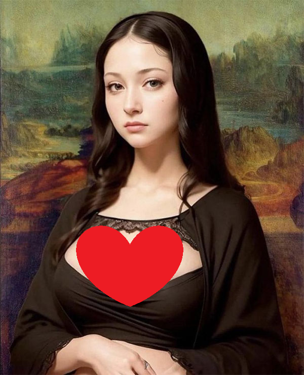 Công nghệ AI đã thử tái hiện hình ảnh Mona Lisa nếu được Leonardo Da Vinci vẽ trong thế kỷ 21. Bức chân dung mới mô tả người phụ nữ với đôi mắt to xanh, lông mày rõ nét, mũi nhỏ hơn, gò má ít nổi bật và khe ngực cuốn hút. Hình ảnh này nhanh chóng lan truyền trên mạng xã hội X (Twitter) và Reddit, tạo ra nhiều ý kiến trái chiều. (Ảnh: Khoahoc.tv)