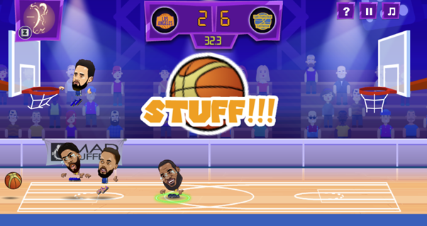 2. Basketball Legends: Game 2 người đơn giản, đồ họa đẹp mắt, dễ chơi với các phím mũi tên và kỹ năng để phô diễn trình độ.(Ảnh: Phaser)