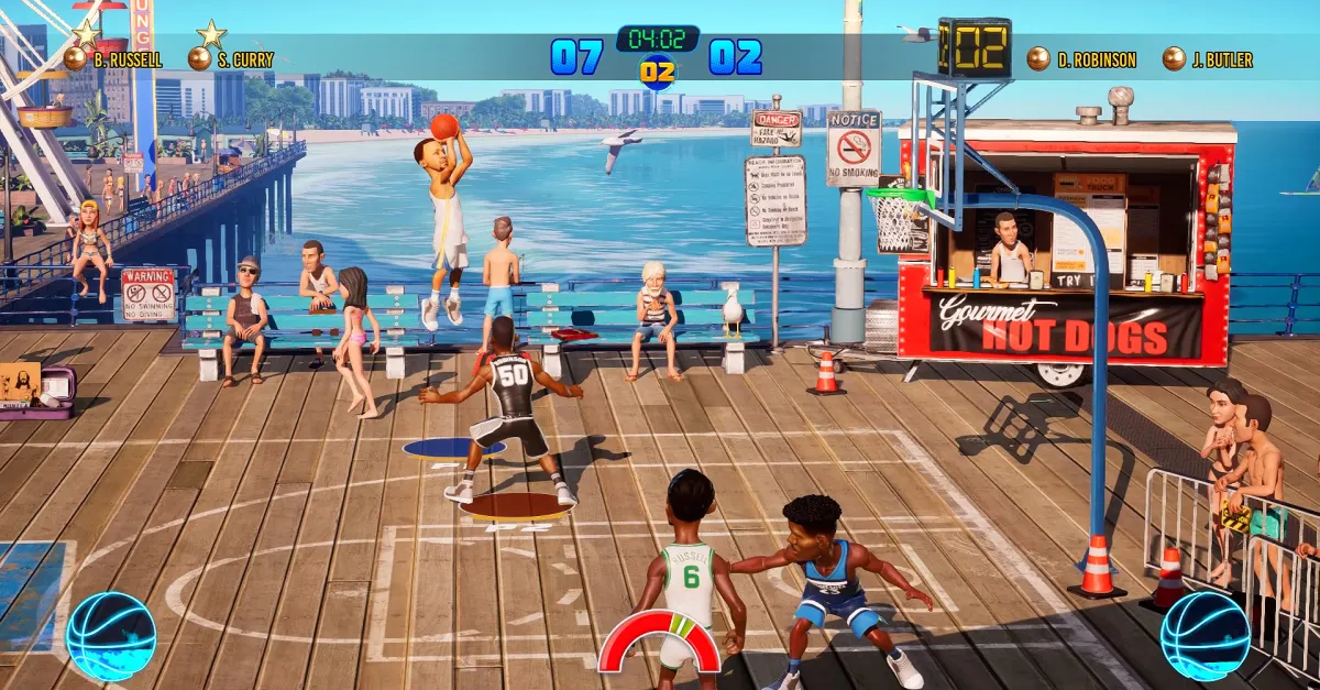 3. NBA Playgrounds: Game bóng rổ đường phố với đồ họa 3D sinh động, thi đấu tại bãi biển và sân đường phố, giúp nâng cao kỹ năng.(Ảnh: Polygon)