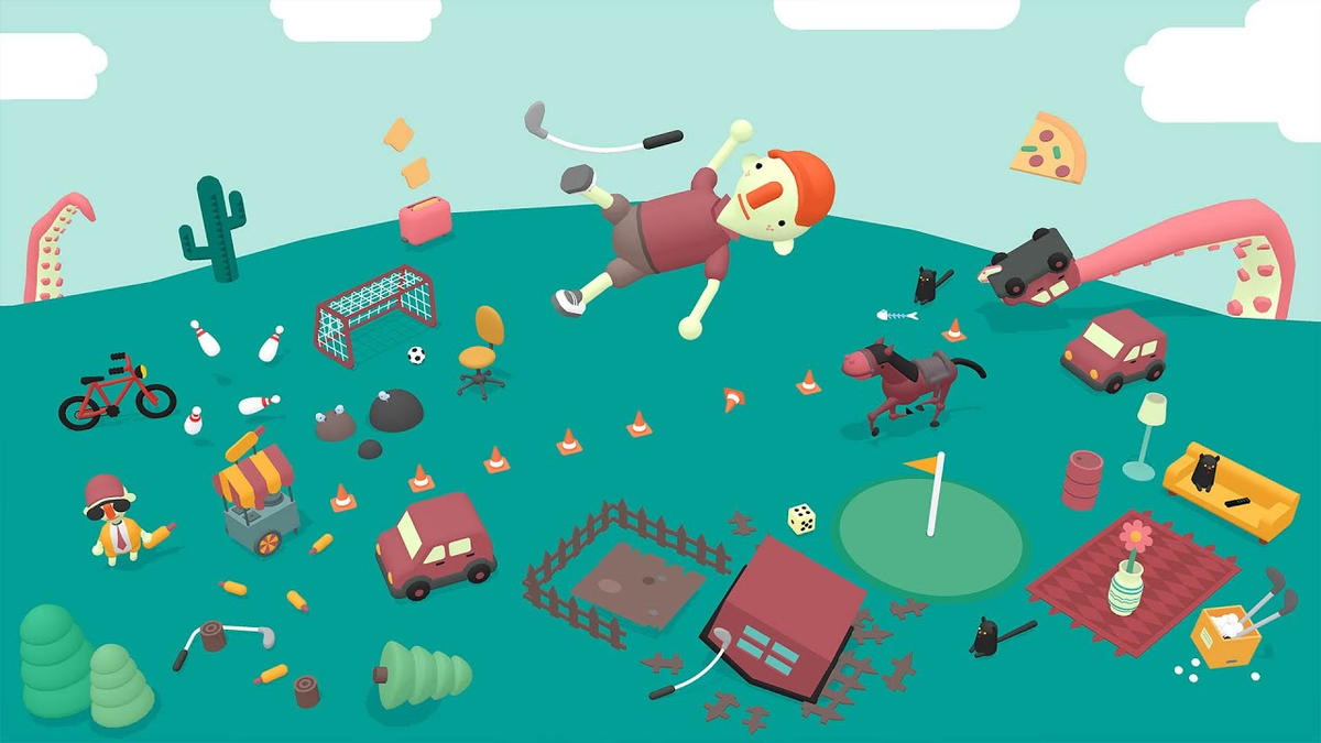 5. What the Golf?: Game thể thao hài hước, người chơi đánh không phải bóng golf mà là các đồ vật khác như tủ lạnh, xe cộ, tạo ra trải nghiệm vui nhộn và thú vị. (Ảnh: WHAT THE GAMES?)