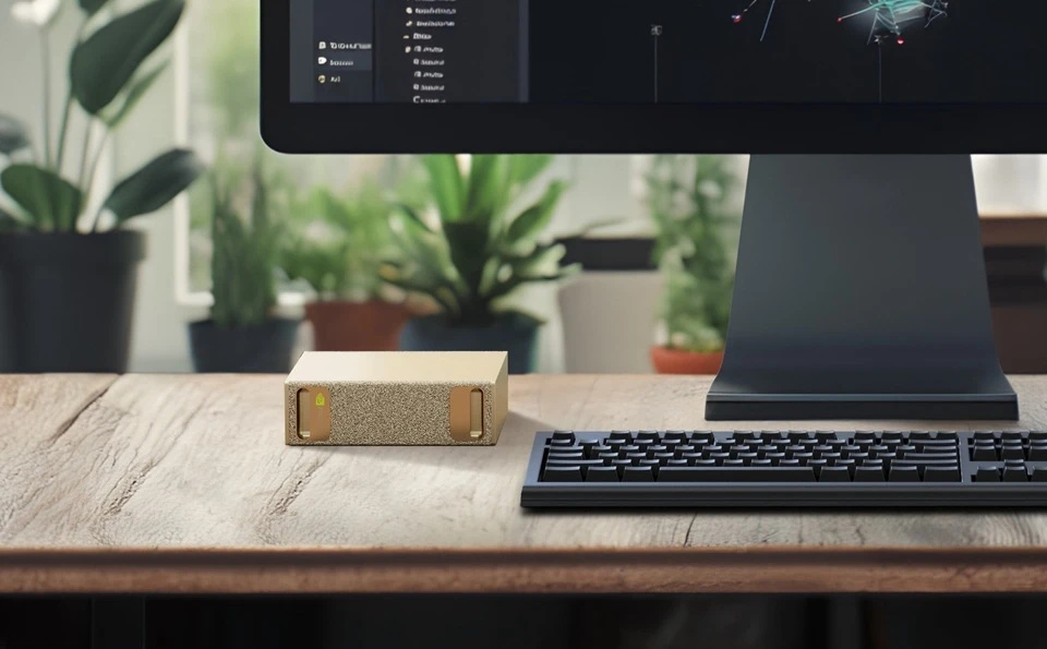 Trái tim của Project Digits là vi xử lý GB10 Grace Blackwell Superchip, được Nvidia tích hợp những công nghệ tiên tiến nhất như nhân CUDA thế hệ mới và Tensor Cores thế hệ 5. Nhờ vị "bàn tay phù thủ" này, thiết bị có khả năng đạt đến hiệu suất 1 petaflop ở độ chính xác FP4. (Ảnh: Nvidia)