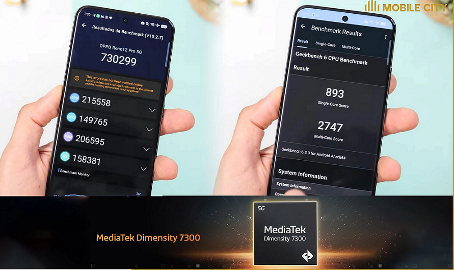 Thiết bị sử dụng chip Dimensity 7300 5G, kết hợp 8GB RAM, đảm bảo hiệu năng ổn định cho các tác vụ hàng ngày. (Ảnh: mobilecity)