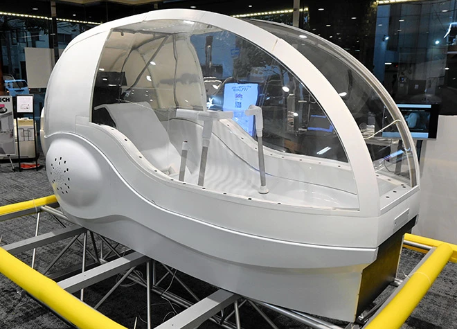  Máy giặt AI của Science Co. giúp làm sạch cơ thể và thư giãn tâm trí chỉ trong 15 phút. (Ảnh: asahi.com)