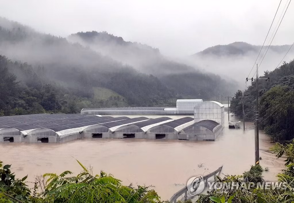 Biển nước mênh mông tại một địa điểm ở Hapcheon ngày 8/8.