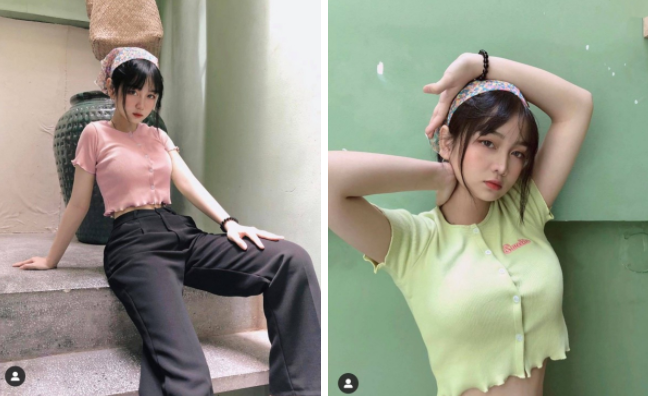 Hải Yến thường mix đồ hack dáng và khoe eo với áo croptop, quần cạp cao, bên cạnh đó còn phối thêm phụ kiện tóc để trông nổi bật và nhí nhảnh hơn.