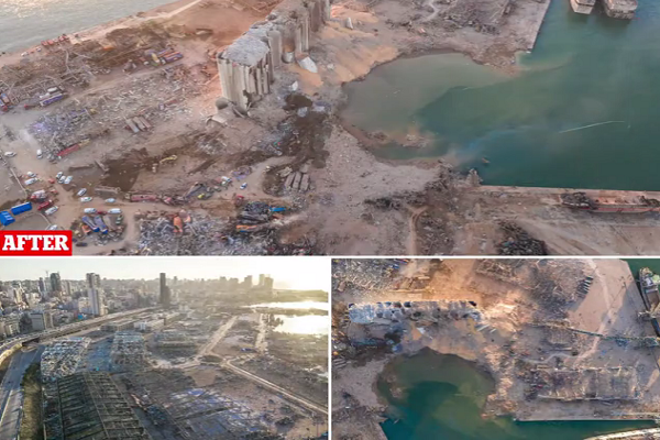 Anh gay soc Beirut truoc va sau vu no tham hoa o Li Bang