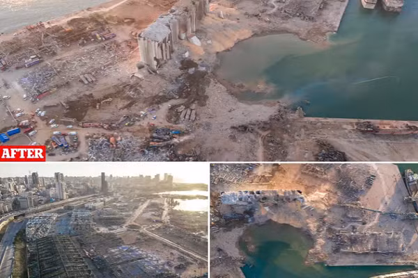 Anh gay soc Beirut truoc va sau vu no tham hoa o Li Bang