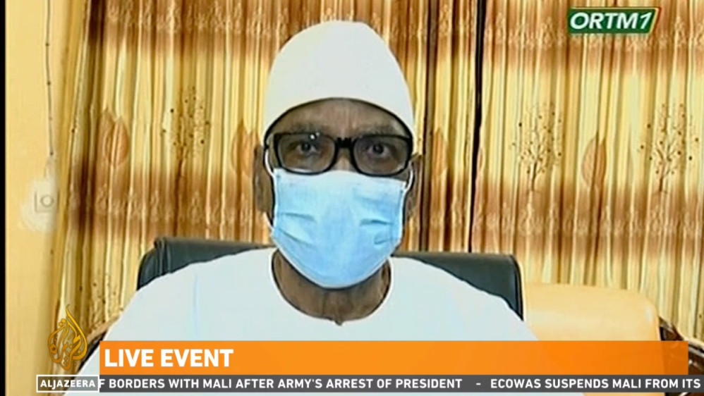 "Tôi không muốn vì duy trì quyền lực mà dẫn tới đổ máu", Tổng thống Keita phát biểu trên truyền hình. Ảnh: AJ.