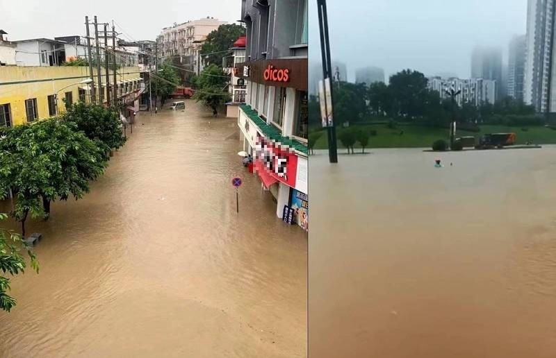 Đường phố ở Tứ Xuyên mênh mông biển nước.