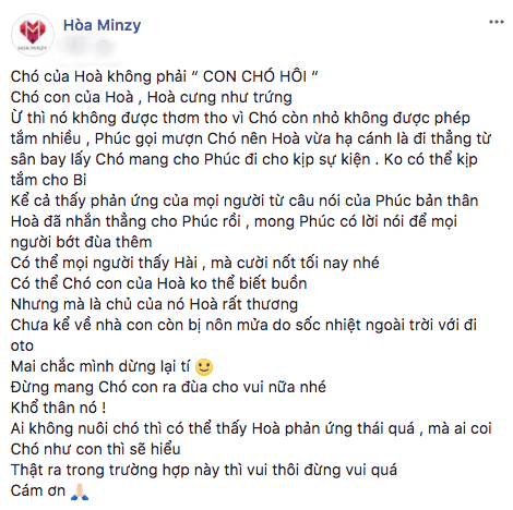 Dòng trạng thái bức xúc của Hoà Minzy cũng đã được xoá.
