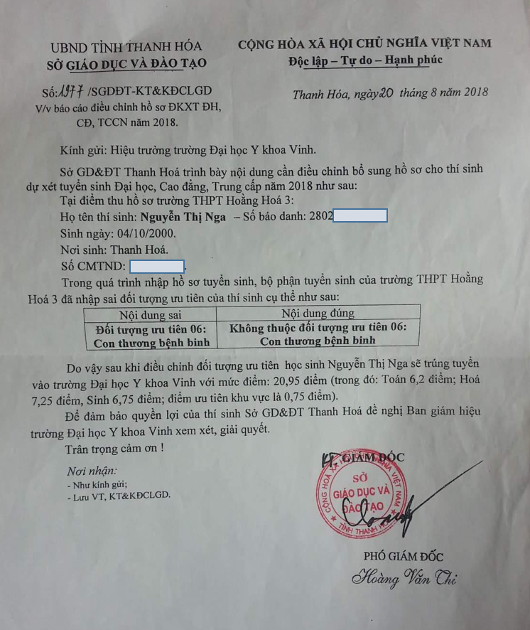 Nữ sinh “kêu cứu”: Đủ điểm nhưng 40 ngày chưa được nhập học Đại học Y khoa Vinh - Hình 3 Nu sinh “keu cuu”: Du diem nhung 40 ngay chua duoc nhap hoc Dai hoc Y khoa Vinh-Hinh-3
