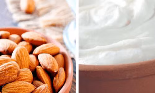 Hạnh nhân + Sữa chua: Các vitamin tan trong chất béo như A, D, E có trong các loại thực phẩm nhất định như cà rốt, cá, sữa chua... Hạnh nhân giàu vitamin E, vì vậy, khi kết hợp với sữa chua làm tăng khả năng giảm cân.