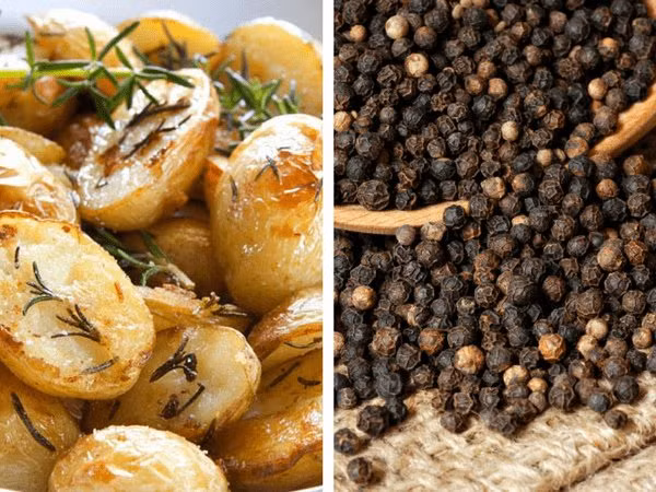 Khoai tây + Hạt tiêu là nguồn cung cấp kali. Ăn hai thực phẩm này với nhau sẽ giúp ngăn cản quá trình hình thành tế bào mỡ mới, giảm eo và hạ nồng độ cholesterol thấp hơn.