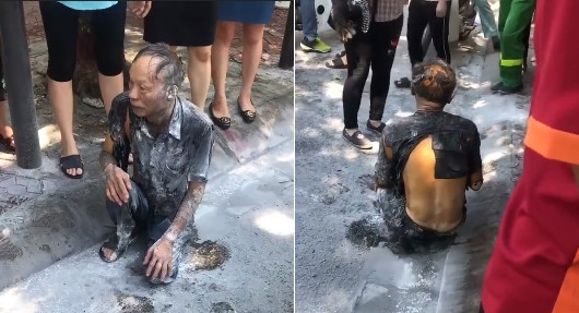 Cụ ông tự thiêu ở Nguyễn Phong Sắc.